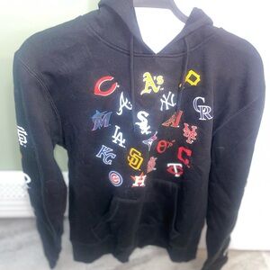 Men's Black MLB Team all over logo Hoodie